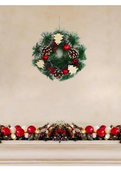 Yılbaşı Kapı Halkası 25 cm