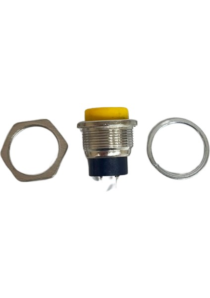 Metal Buton Yaylı 16MM Anahtar Sarı (10 Adet)