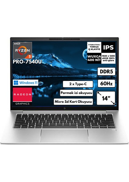 Elitebook 845 G10 R5-7540U 64-Gbddr5 1 Tb SSD Wuxga 14″ Windows 11 Pro Notebook 819B7EABTY21