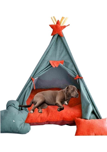 Yıkanabilir Büyük Irk Köpek Evi Çadırsı, Yumuşak Minderli, Hediye, Kırmızı, TR