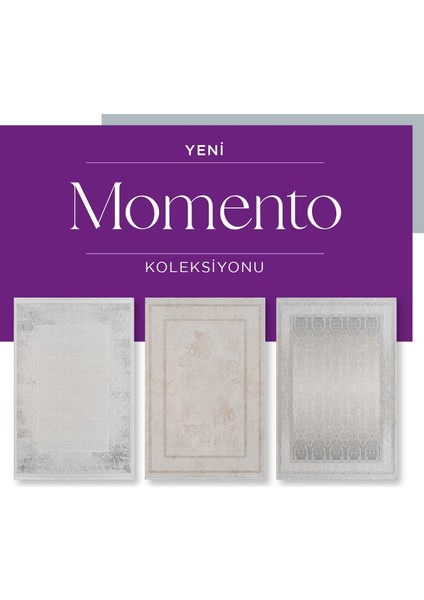 Momento ZV08B Krem Gri Akrilik Yumuşak Dokulu Modern Halı