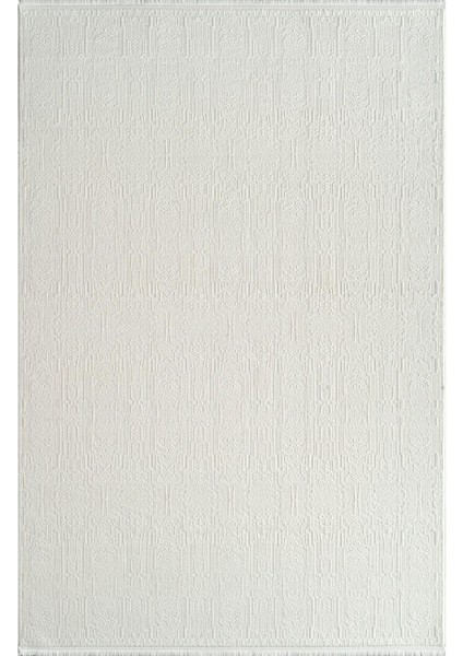 Momento ZV04A Beyaz Krem Akrilik Yumuşak Dokulu Otantik Çizgili Halı