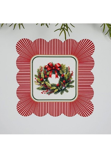 Dekoratif Kenar Yılbaşı Kapı Süsü Desenli Yıkanabilir Kumaş Peçete 1 Adet