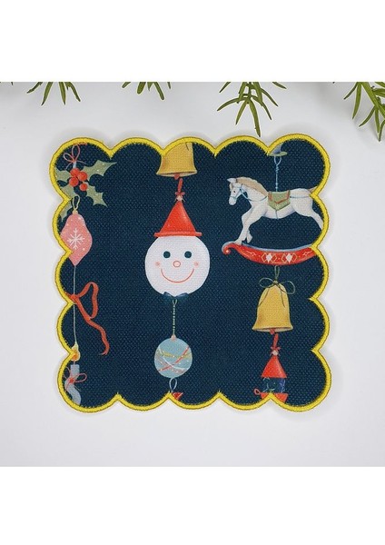 Yılbaşı Obje Desenli Nakış Kenar Kokteyl Peçetesi 1 Adet