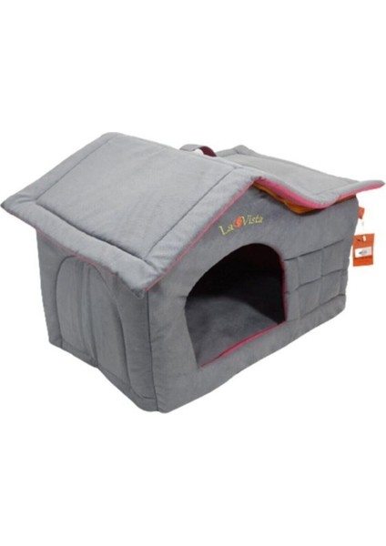 Gri Çatılı Kadife Iç Mekan Kedi ve Köpek Evi