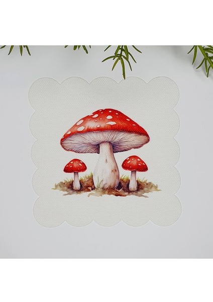 Sulu Boya Mantarlar Tasarım Yıkanabilir Kumaş Peçete 1 Adet