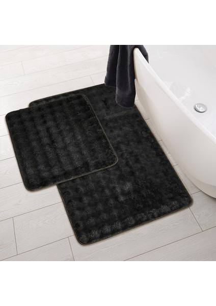 Soft Artos 2'li Banyo Paspası - Antrasit - 60 x 100 cm + 50 x 60 cm