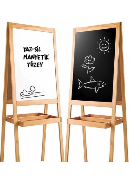 2195 Dıytoy, Ahşap Yazı Tahtası Çift Taraflı Manyetik