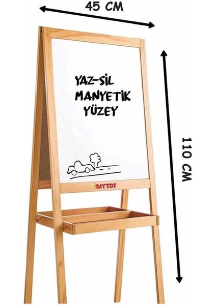 2195 Dıytoy, Ahşap Yazı Tahtası Çift Taraflı Manyetik