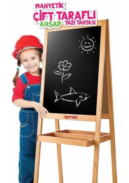 2195 Dıytoy, Ahşap Yazı Tahtası Çift Taraflı Manyetik