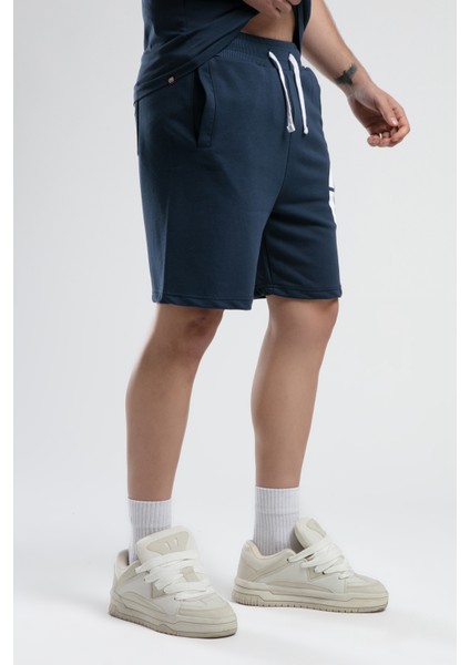 Trınıty Lacivert Örme Şort Nakışlı Standard Fit Erkek Örme Şort modelleri