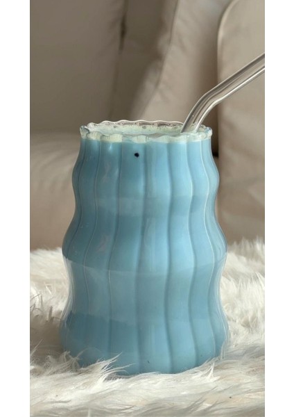 Borosilikat Sunum Bardağı - Kahve Bardağı - Meşrubat Bardağı - Isı Dayanıklı Bardak - 550 ml - Straw