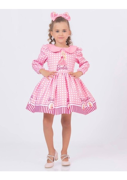 Kız Çocuk Barbie Elbisesi Bebe Yaka Uzun Kollu + Toka Hediyeli 1-8 Yaş fiyatları