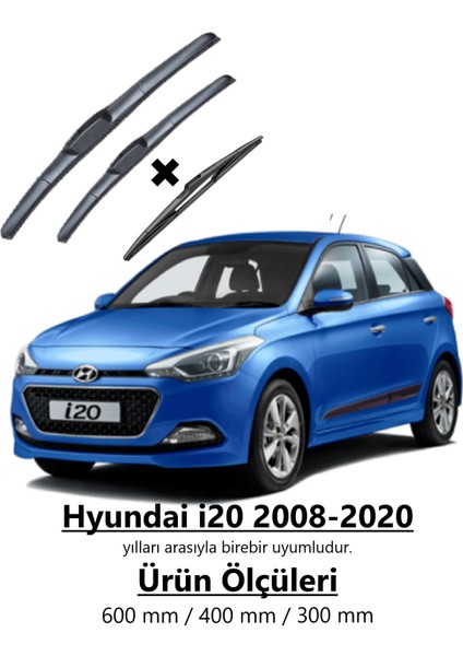 Hyundai I20 2008-2020 Hybrid Ön ve Arka Aerodinamik Silecek Takımı