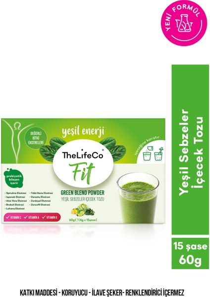 Yeşil Sebzeler İçecek Tozu (Green Blend) 4g x 15 Adet Şase