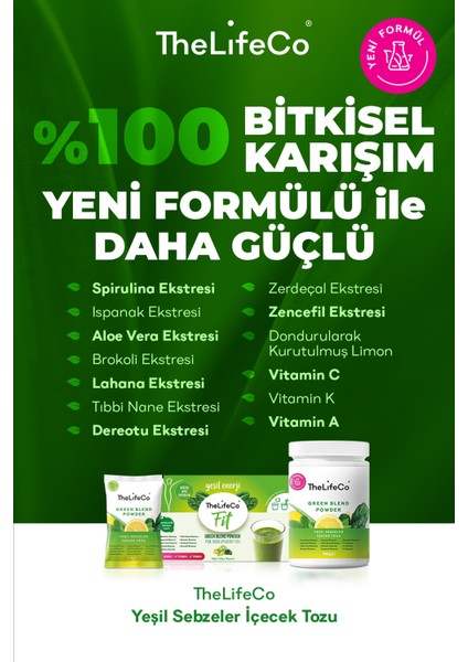 Yeşil Sebzeler İçecek Tozu (Green Blend) 4g x 15 Adet Şase