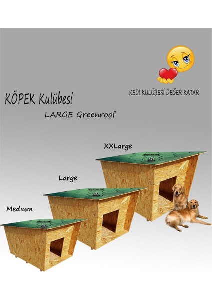 Köpek Kulübesi Greenroof L - Kedi Köpek Kulübesi - Su Geçirmez Ev - Shıngle Kaplamalı Ahşap Kulübe