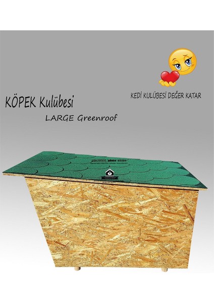 Köpek Kulübesi Greenroof L - Kedi Köpek Kulübesi - Su Geçirmez Ev - Shıngle Kaplamalı Ahşap Kulübe