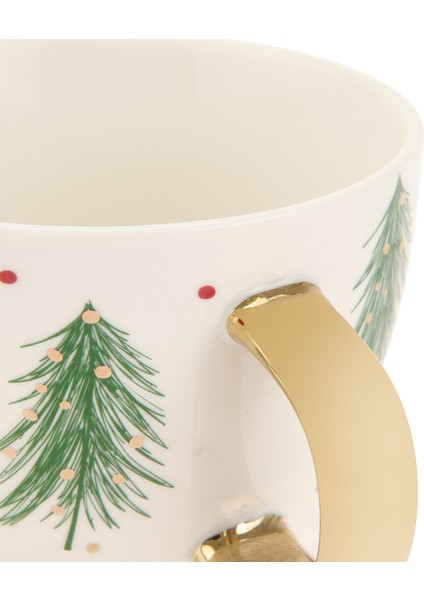 Kitchen New Bone Yaprak Desenli Kupa - Renkli - 430 ml