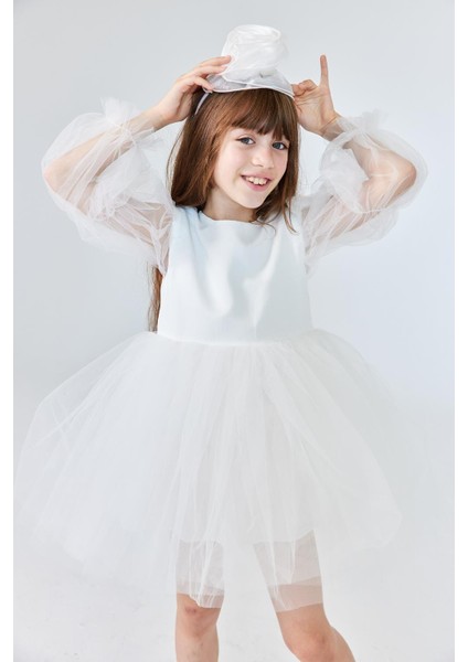 Ekru Kelebek Kanatlı Kız Çocuk Elbise - Kate fırsatları