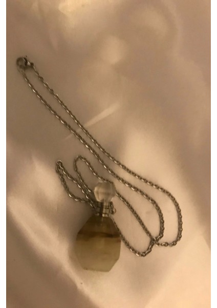 Kuvars Kolye Doğal Taş Iksir Parfüm Şişe Kolye Kuvars Şans Taşı