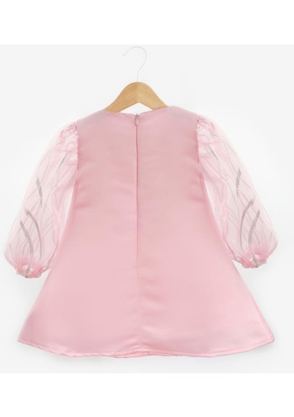 Pembe Sim Detaylı Kız Çocuk Elbise - Corrine
