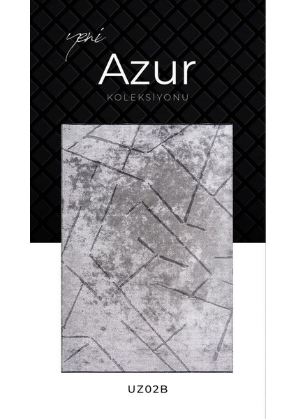 Azur UZ02B Gri Antrasit Pamuk Akrilik Yumuşak Dokulu Modern Kilim Halı