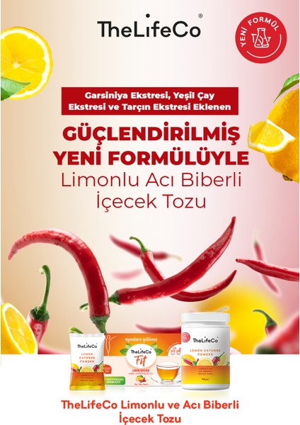 Lemon Cayenne - Limonlu Acı Biberli İçecek Tozu 5g x 15 Adet Şase