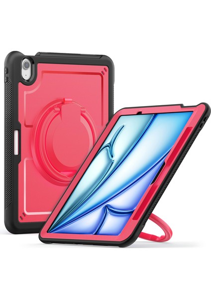 iPad Air 11 (2024) Dönen Kickstand Pc+Tpu Darbeye Dayanıklı Tablet Kapağı (Yurt Dışından)