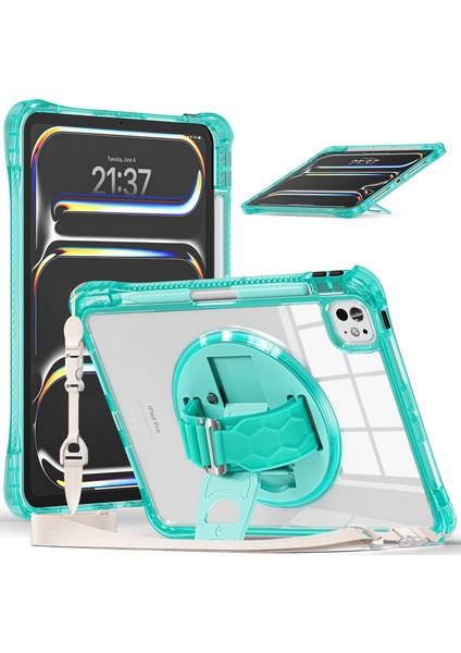 iPad Pro 11 (2024) Kickstand Kılıf El Askısı Pc+Tpu+Omuz Askılı Akrilik Kapak (Yurt Dışından)
