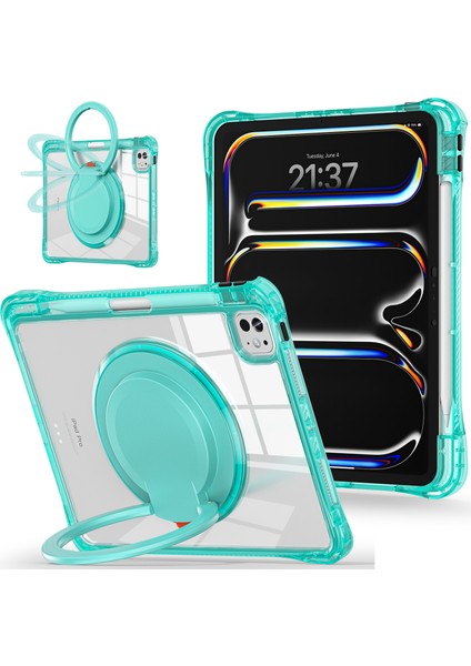 iPad Pro 11 (2024) Döner Destek Standı Pc+Tpu+Akrilik Tablet Kılıfı (Yurt Dışından)