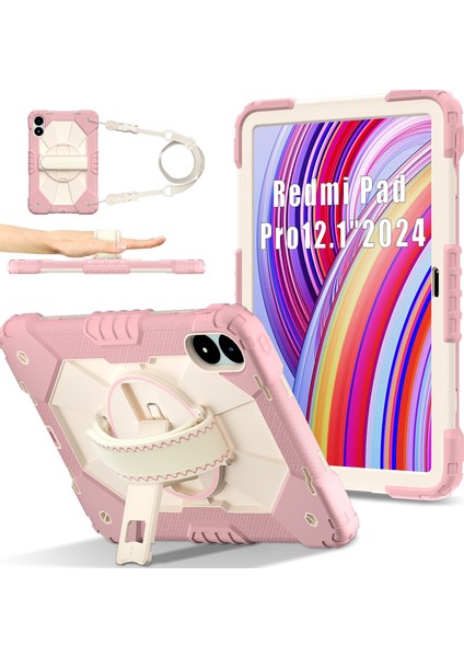 Xiaomi Redmi Pad Pro 5g / Pad Pro / Poco Pad 4g Kickstand Silikon + Pc Tablet Kılıfı Omuz Askısı ile (Yurt Dışından)