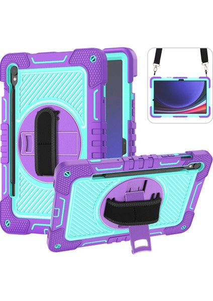 Samsung Galaxy Tab S9 Kickstand Silikon+Pc Tablet Kapağı Kayışlı Şok Geçirmez Kasa (Yurt Dışından)