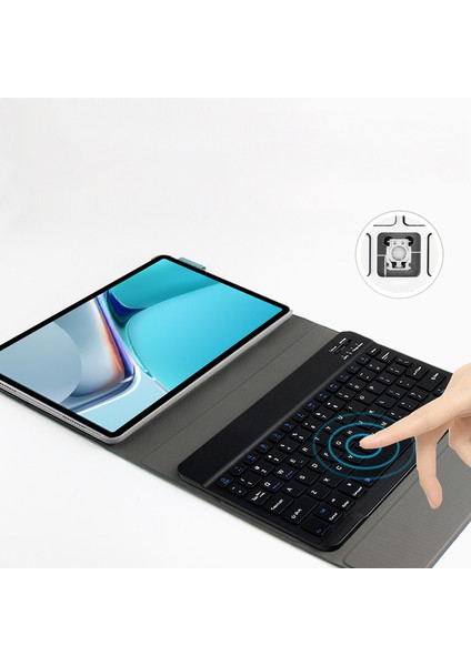 Huawei Matepad 11 Kablosuz Bluetoothlu Dokunmatik Deri Kılıflı Klavye - Yeşil (Yurt Dışından)