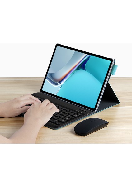 Huawei Matepad 11 Kablosuz Bluetoothlu Dokunmatik Deri Kılıflı Klavye - Yeşil (Yurt Dışından)