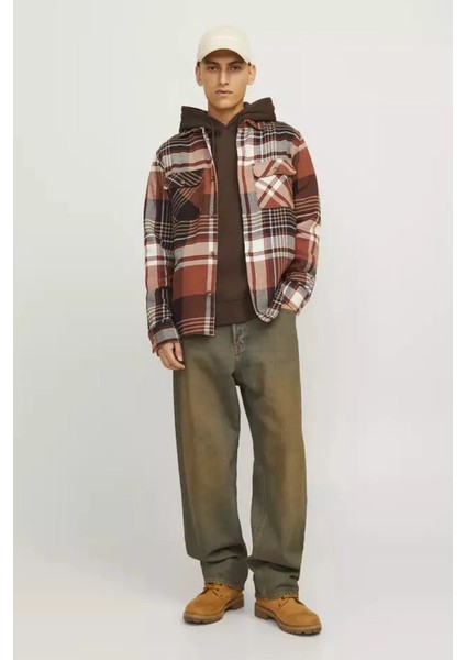 Erkek Jjdarren Flannel Uzun Kollu Gömlek - Taba