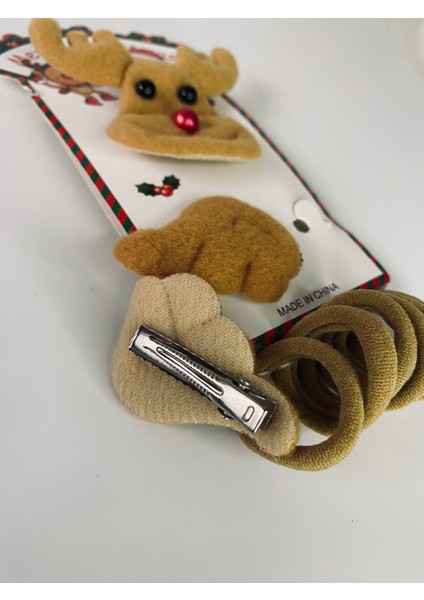 Yeni Yıl Çocuk Tokası Seti Geyik Şeklinde modelleri