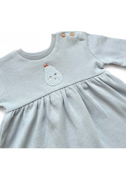 Kız Bebek Mavi Nakışlı Sweat Elbise modelleri