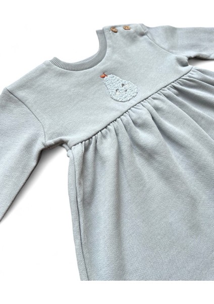 Kız Bebek Mavi Nakışlı Sweat Elbise fırsatları