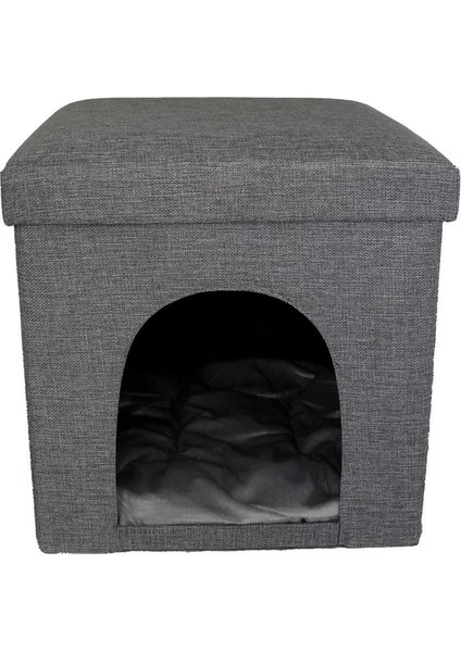 Katlanabilir,minderli Kedi Köpek Kulübesi Koyu Gri