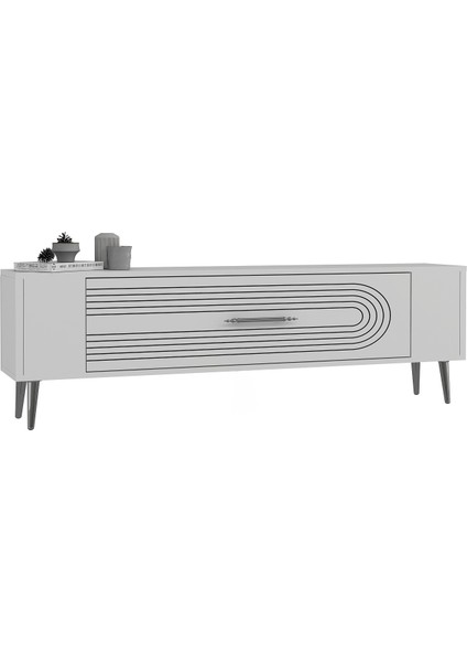 Retrol3ct Tv Sehpası Beyaz-Gümüş modelleri