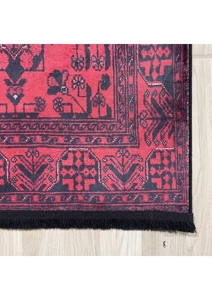 Bordo Afgan Halısı Saçaklı Yumuşak Tuşeli Pamuk Taban Türkmen Yağcı Bedir Modeli modelleri
