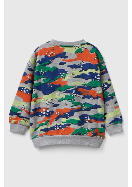Erkek Çocuk Kamuflaj Desenli Bisiklet Yaka Sweatshirt - Karışık Renk fiyatları