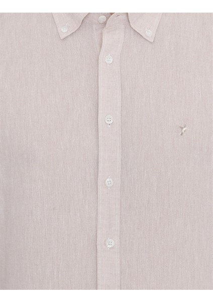 Erkek Slim Fit Uzun Kollu Gömlek-Bej