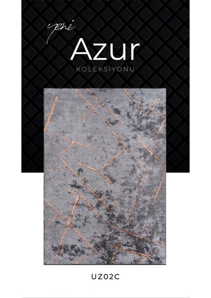 Azur UZ02C Gri Bakır Pamuk Akrilik Yumuşak Dokulu Modern Kilim Halı