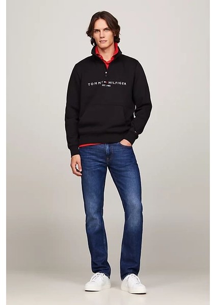 Erkek Çeyrek Fermuarlı Sahte Yaka Sweatshirt - Siyah fiyatları