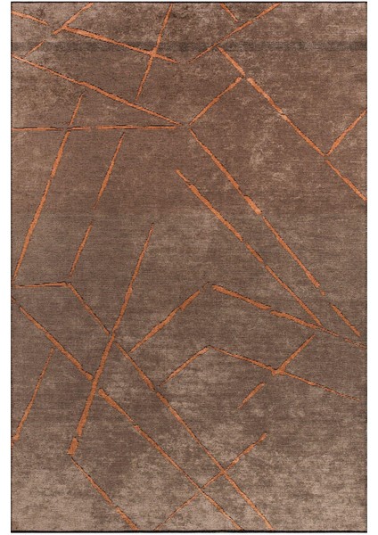 Azur UZ02D Kahve Bakır Pamuk Akrilik Yumuşak Dokulu Modern Kilim Halı