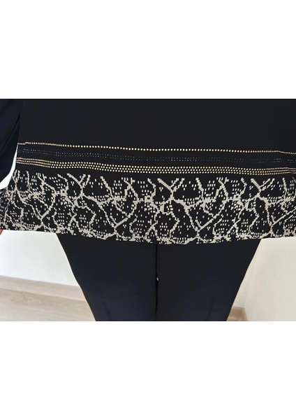 Kadın Büyük Beden Baskılı Yaka ve Etek Taş Detaylı Bluz -BGB69 fırsatları