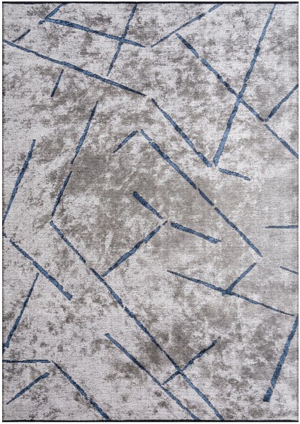Azur UZ02E Gri Mavi Pamuk Akrilik Yumuşak Dokulu Modern Kilim Halı