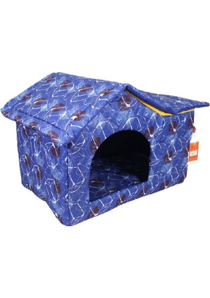 Çatılı Kedi ve Köpek Evi Mavi Küp Dış Mekan